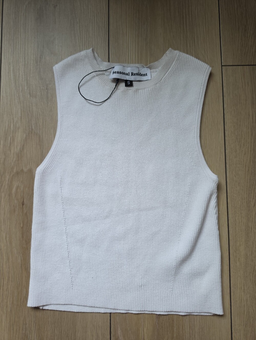 NWOT Season Resident White Ribbed Knit Sleeveless Top Size S